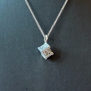 Tiffany & Co. Atlas Cube Necklace in Sterling Silver – Roman Numeral Design